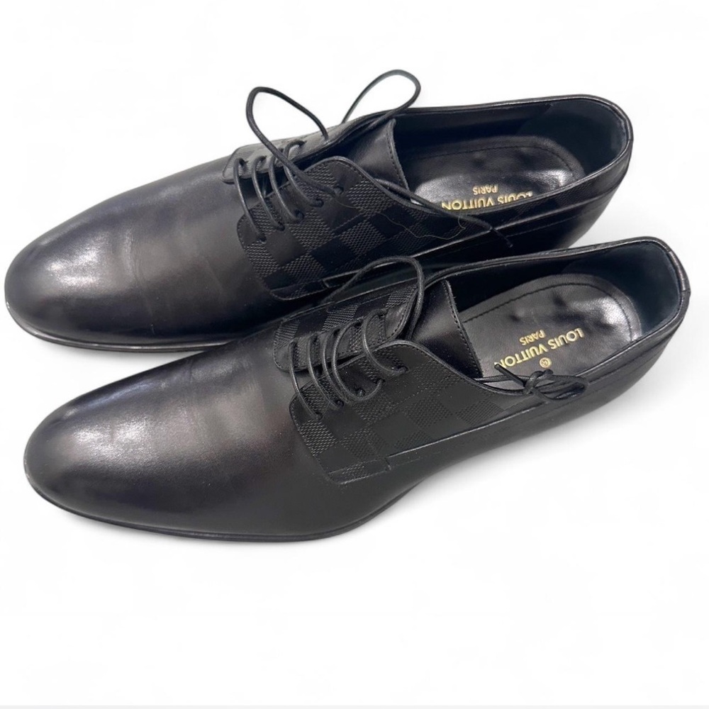 Louis Vuitton Derby Men's Black Leather Dress Shoes Size 6 1/2 - Picture 2 of 12
